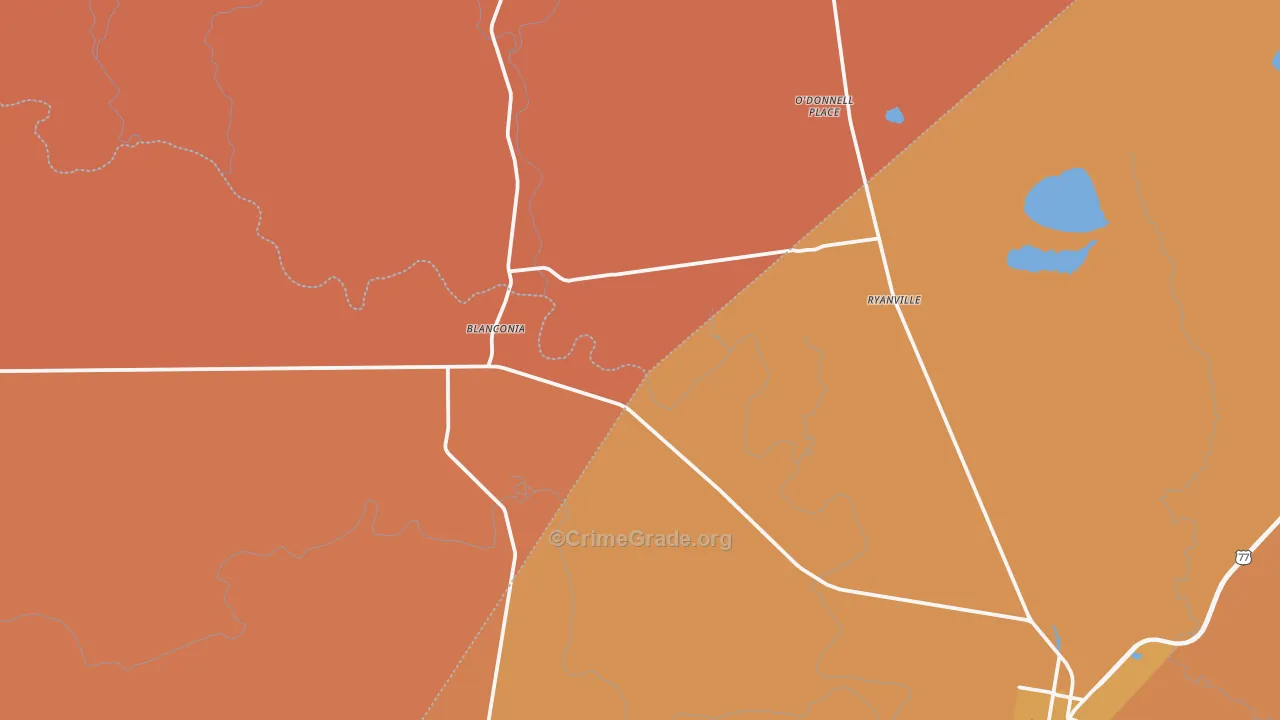 Blanconia, TX Map of Murder Rates