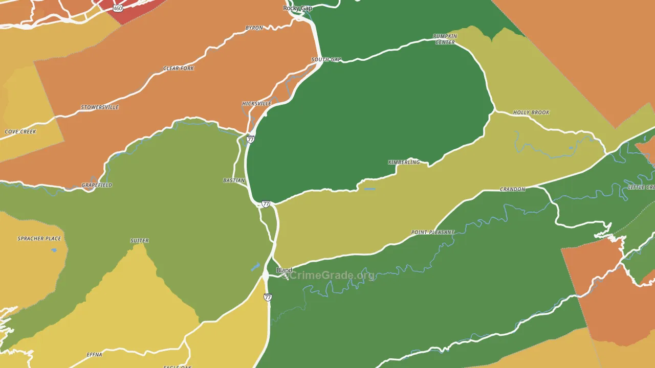 Bland County, VA Map of Murder Rates