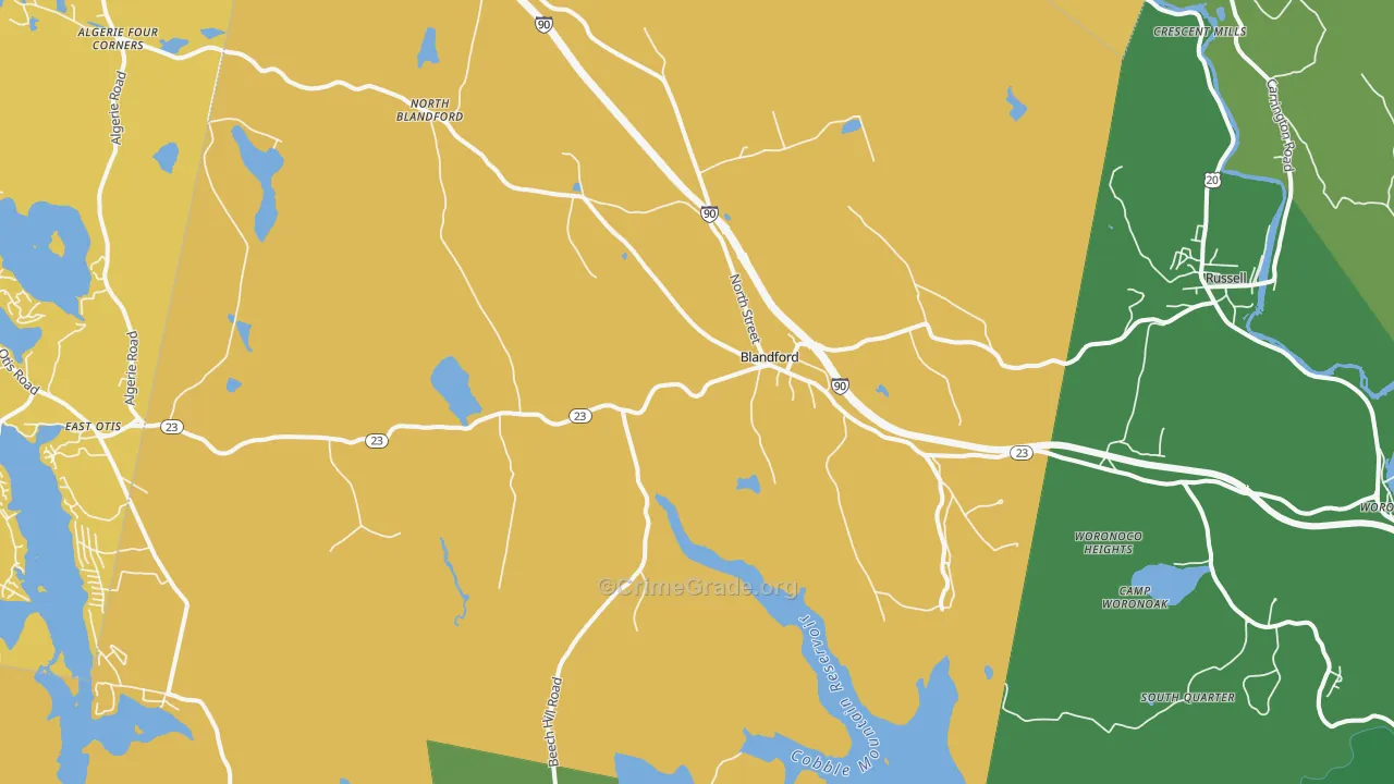 Blandford, MA Map of Murder Rates