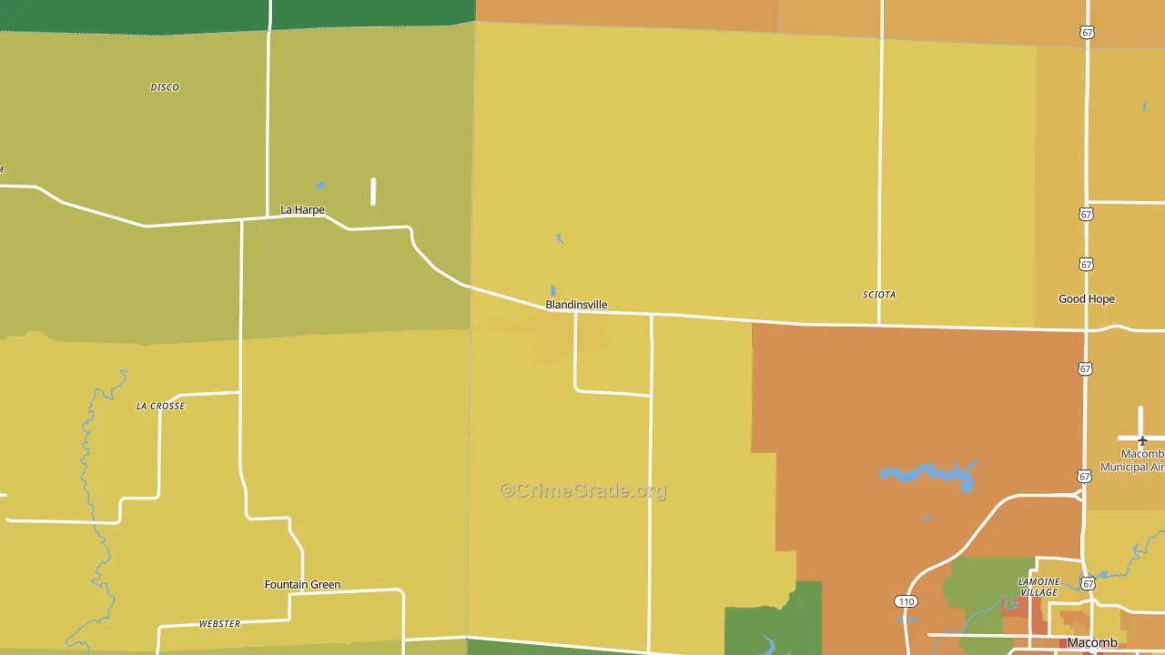 Blandinsville, IL Map of Murder Rates