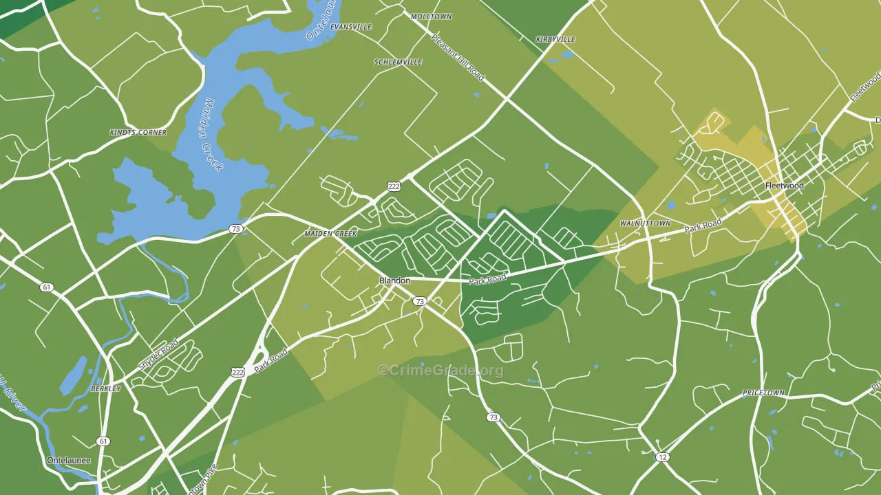 Blandon, PA Map of Murder Rates