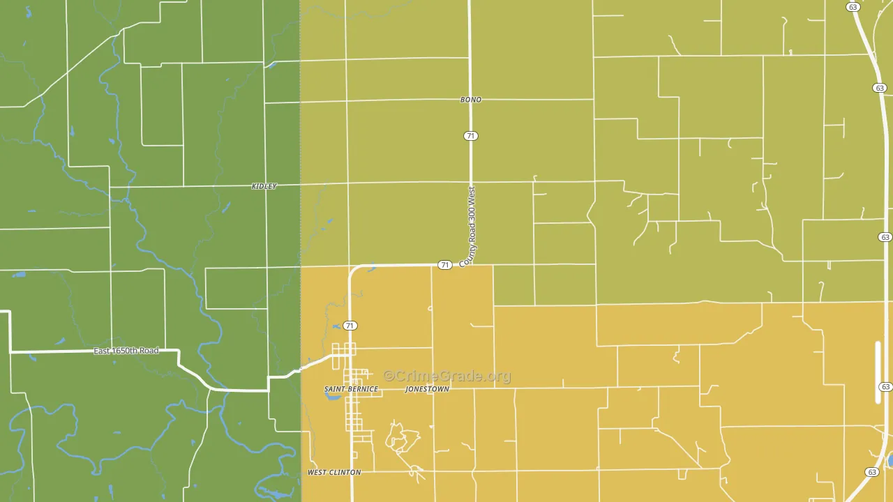 Blanford, IN Map of Murder Rates