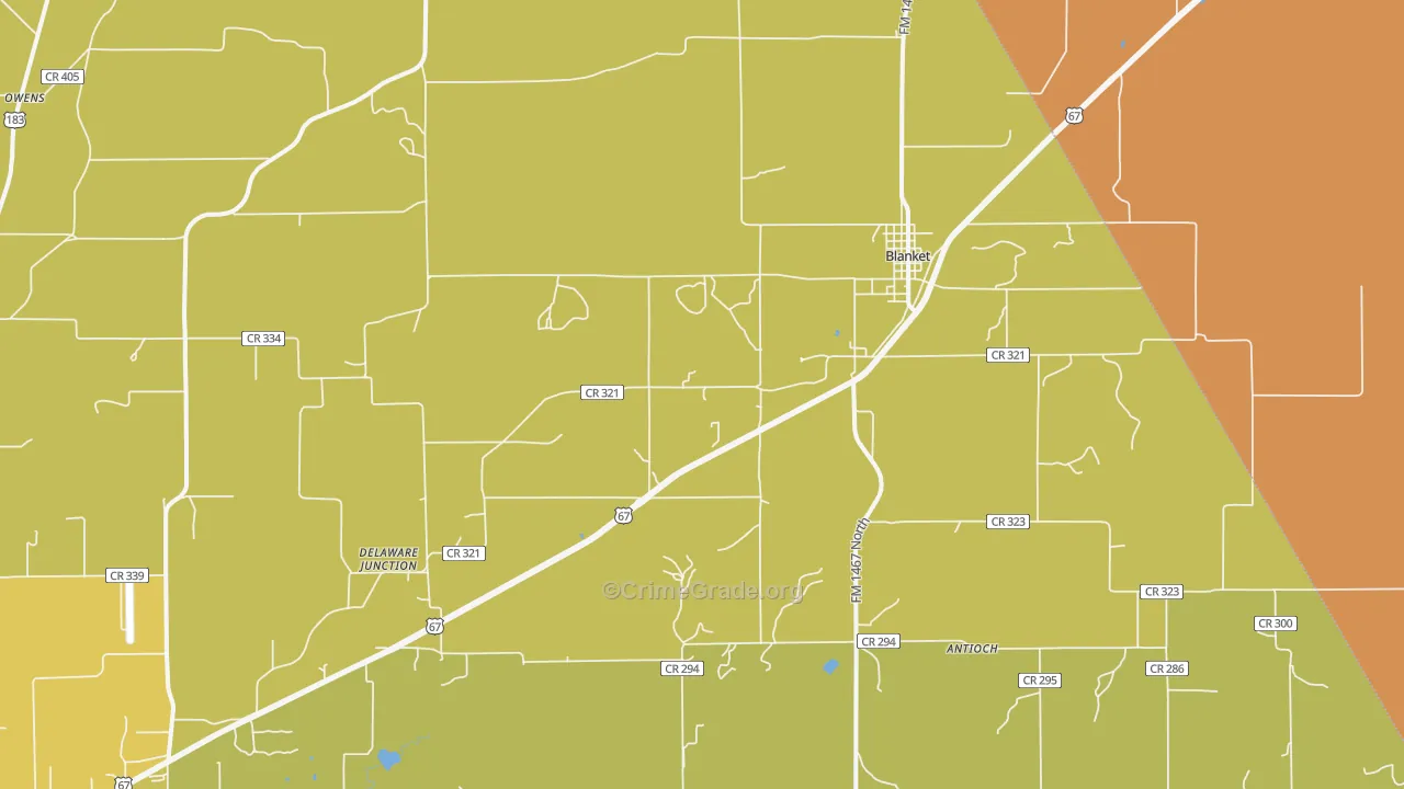 Blanket, TX Map of Murder Rates