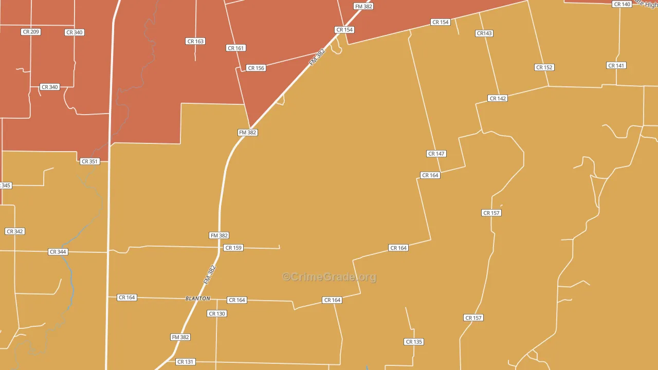 Blanton, TX Map of Murder Rates