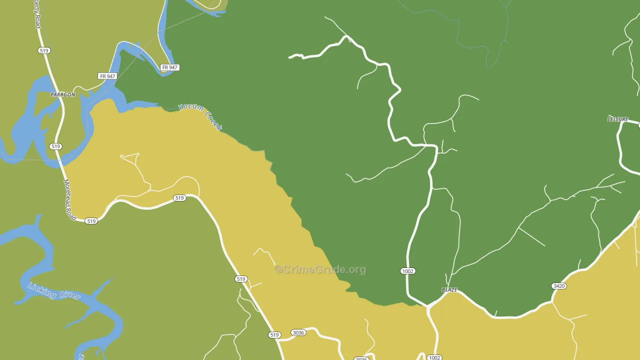 Blaze, KY Map of Murder Rates