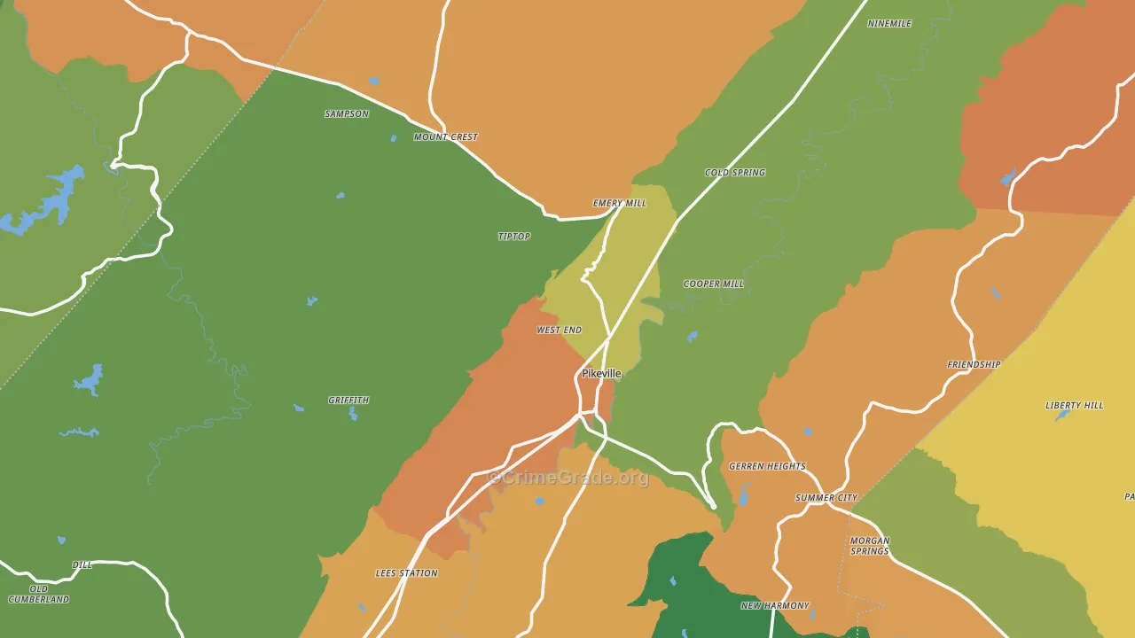 Bledsoe County, TN Map of Murder Rates