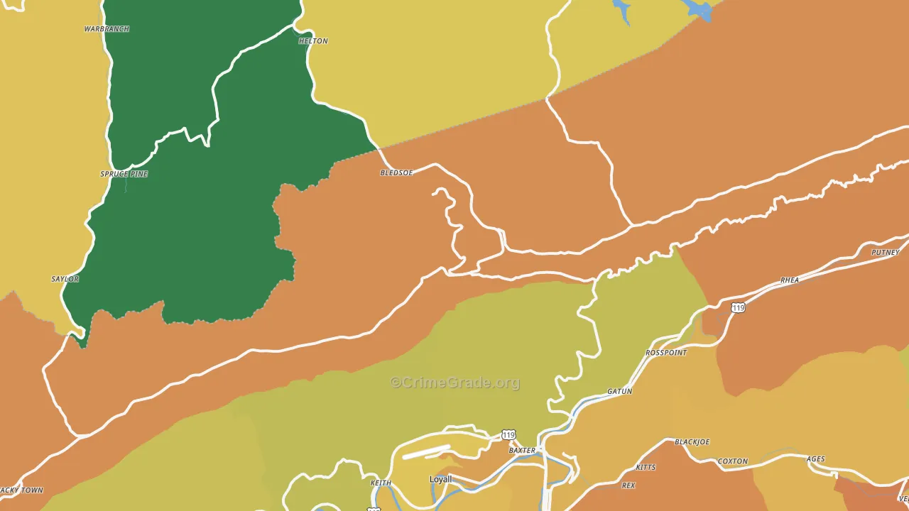 Bledsoe, KY Map of Murder Rates