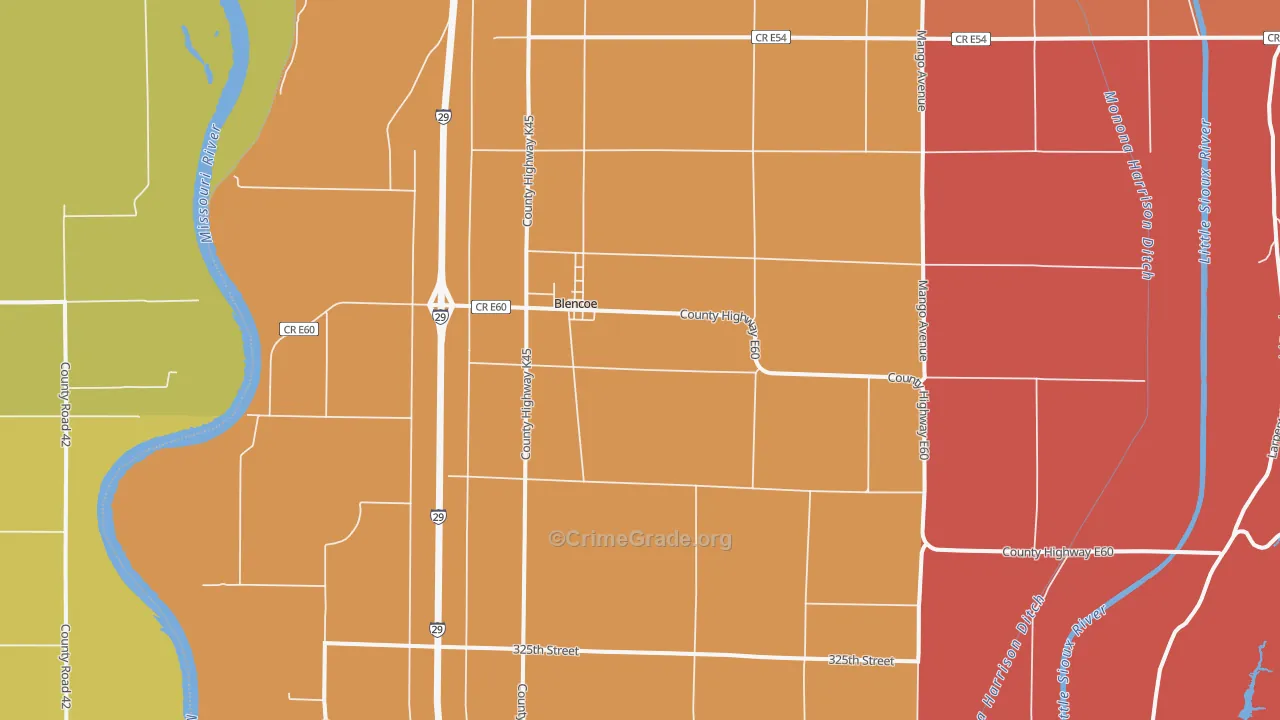 Blencoe, IA Map of Murder Rates