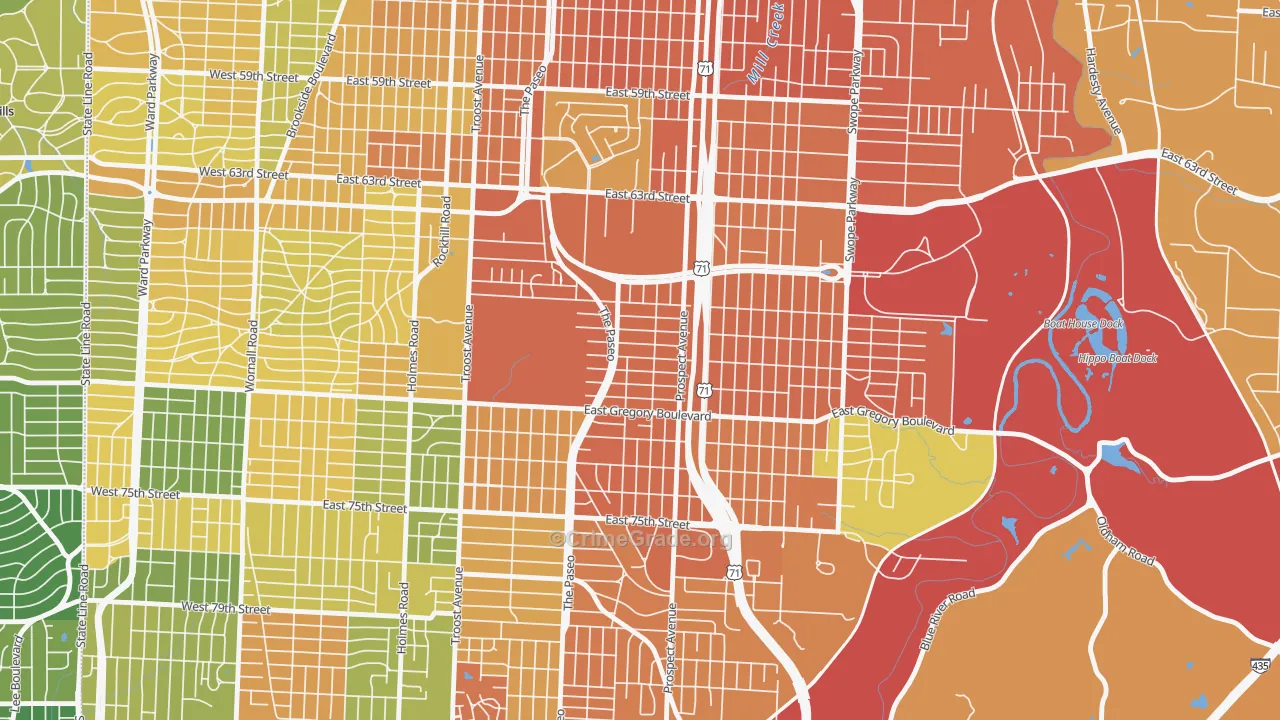 Blenheim Square, Kansas City, MO Map of Murder Rates