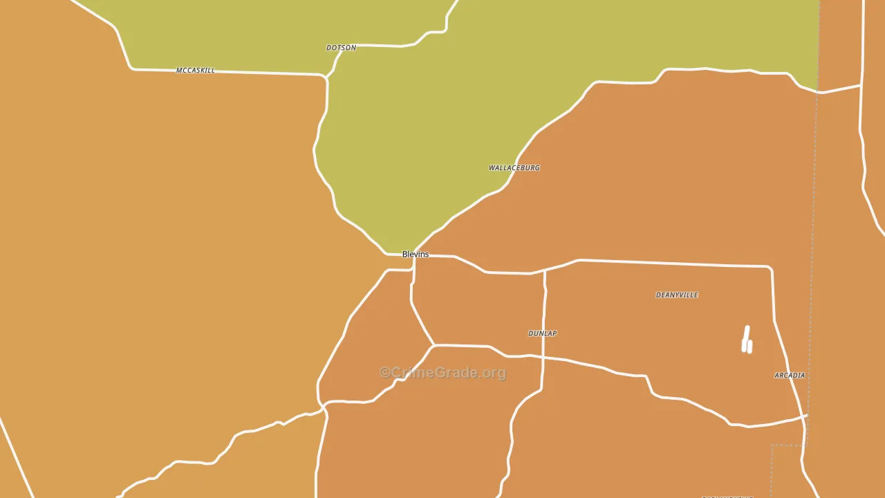 Blevins, AR Map of Murder Rates