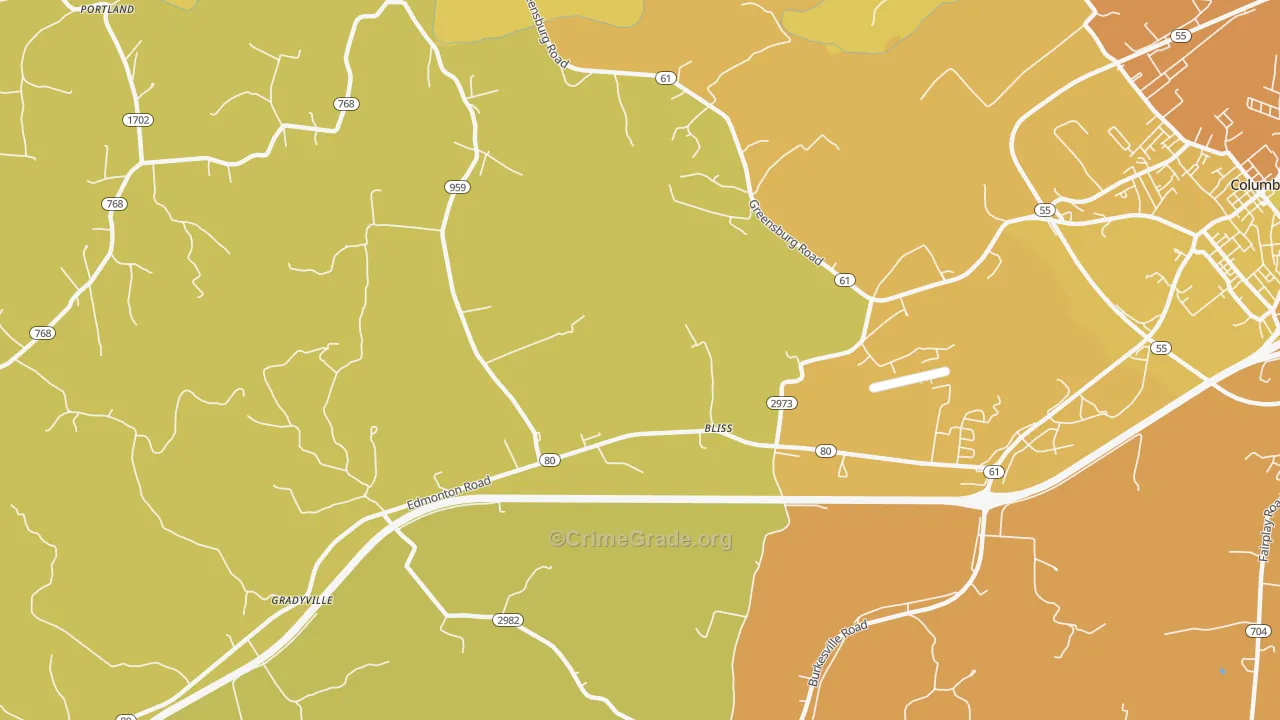 Bliss, KY Map of Murder Rates