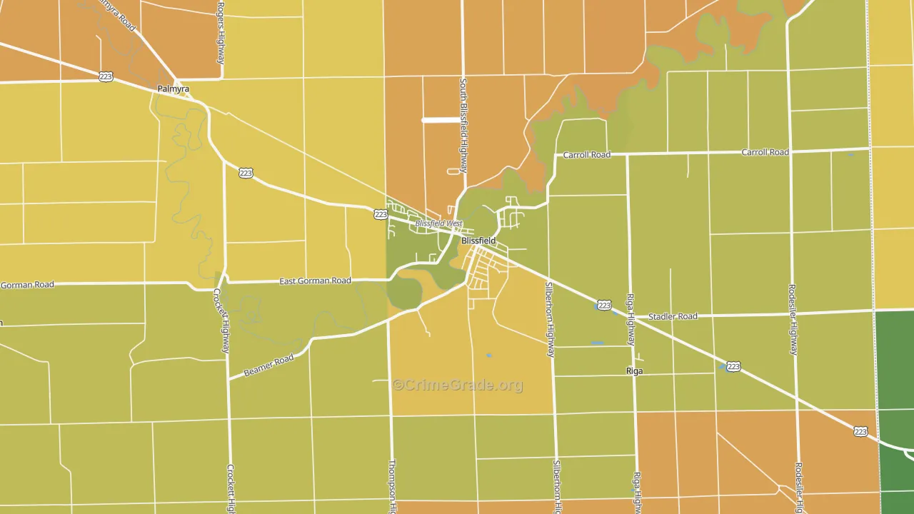 Blissfield, MI Map of Murder Rates