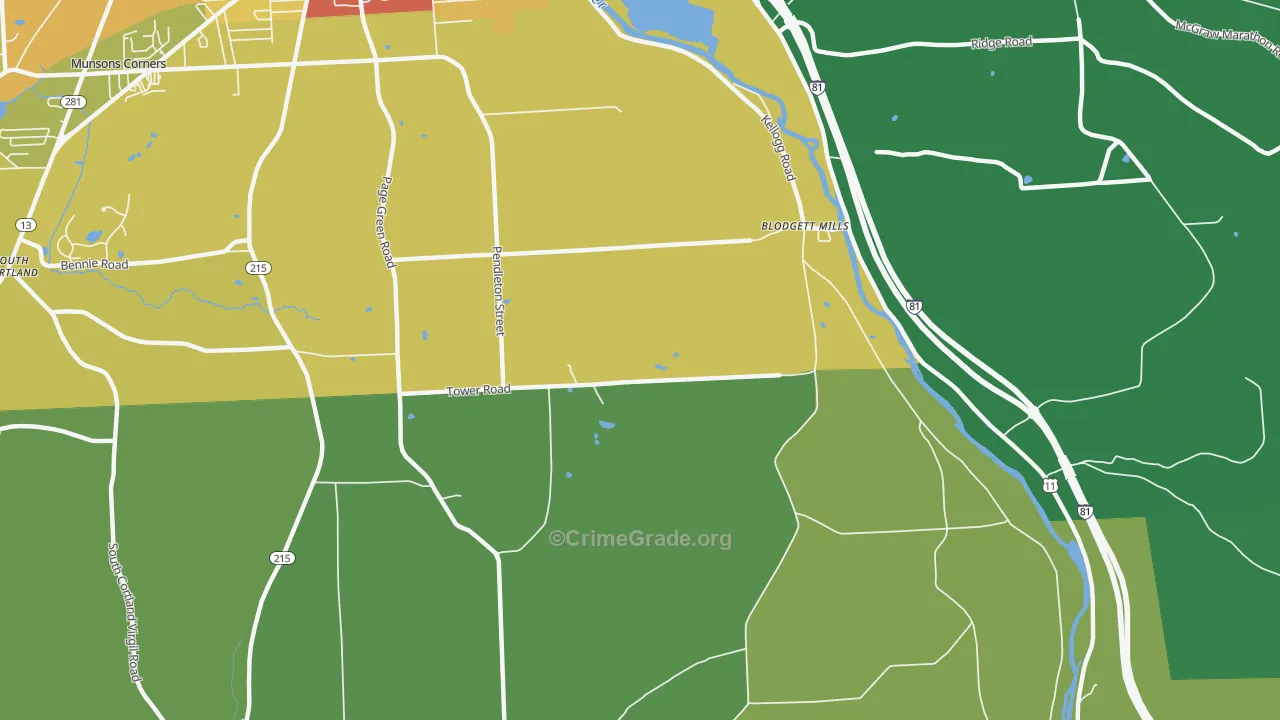 Blodgett Mills, NY Map of Murder Rates