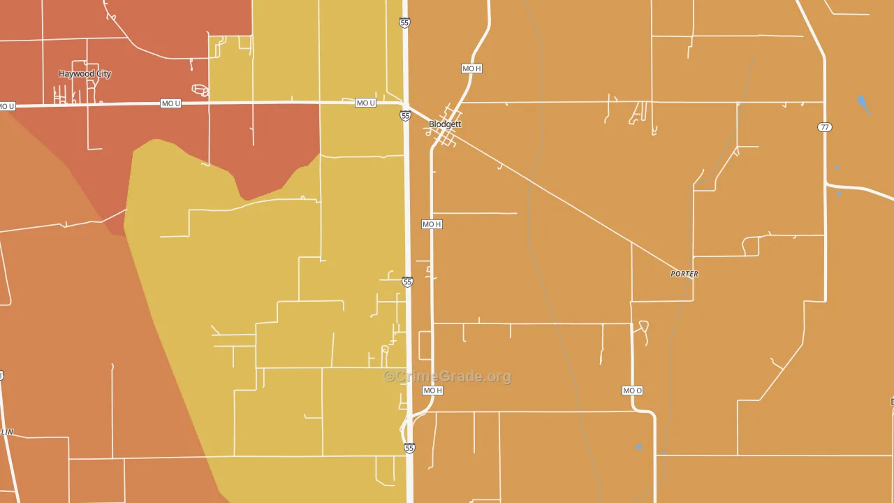 Blodgett, MO Map of Murder Rates