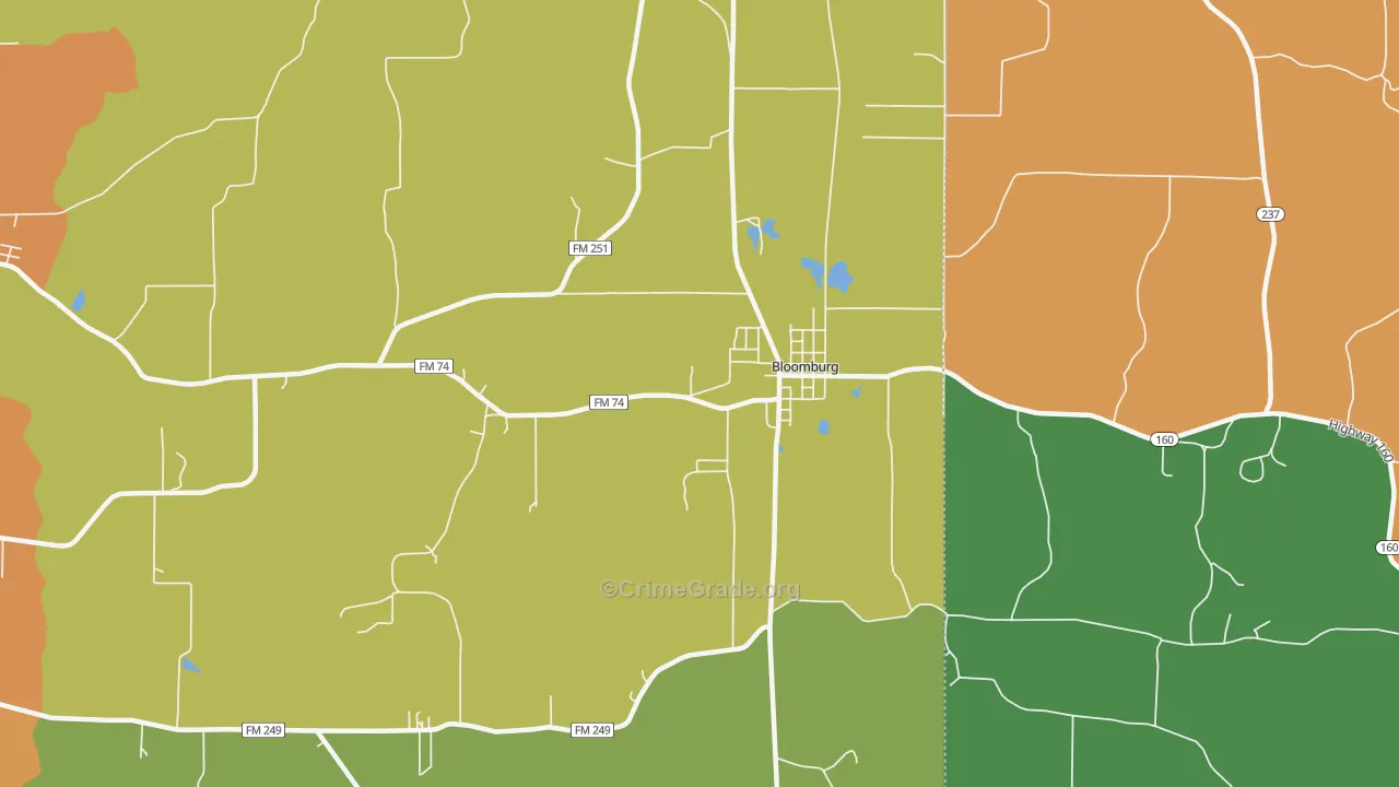 Bloomburg, TX Map of Murder Rates