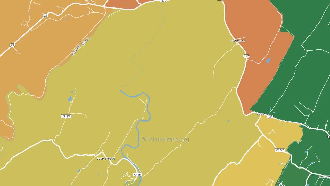 Bloomery, WV Map of Murder Rates