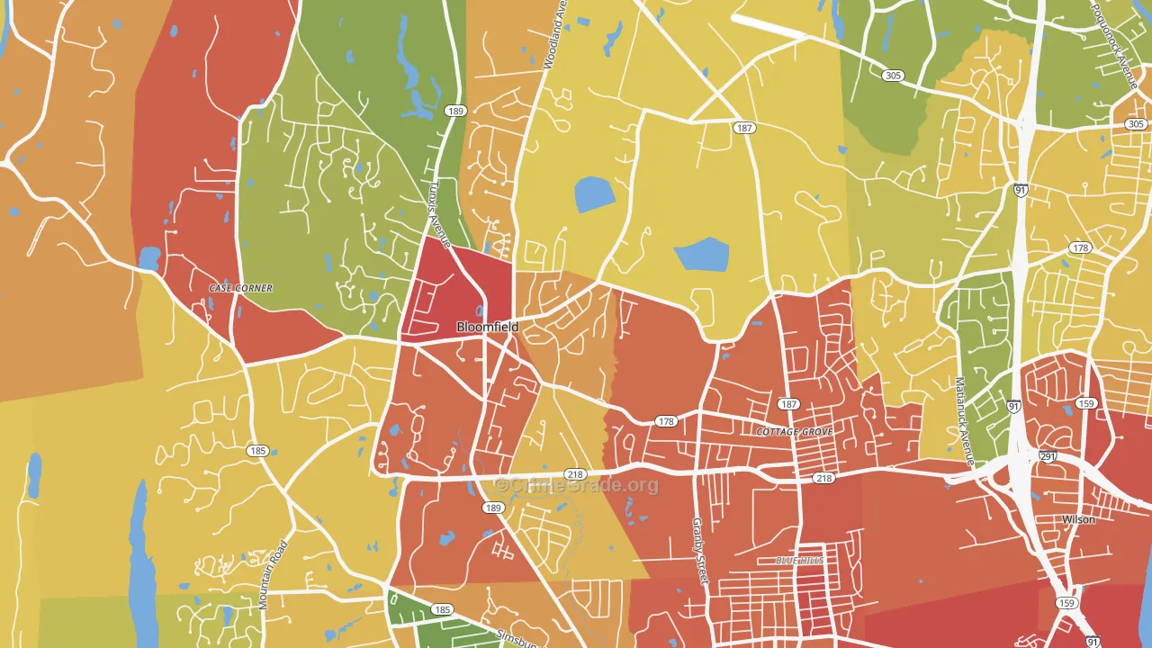 Bloomfield, CT Map of Murder Rates