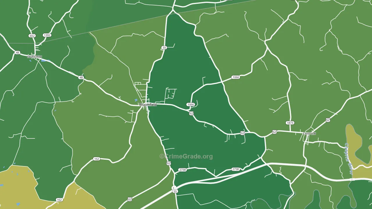 Bloomfield, KY Map of Murder Rates