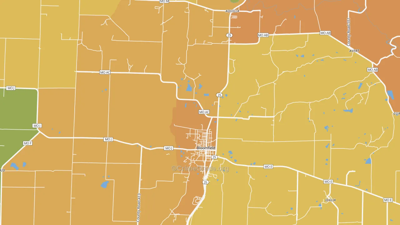 Bloomfield, MO Map of Murder Rates