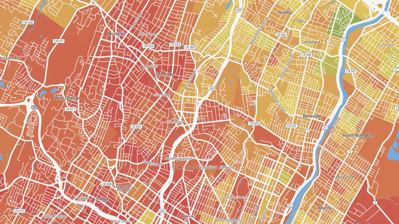 Bloomfield, NJ Map of Murder Rates