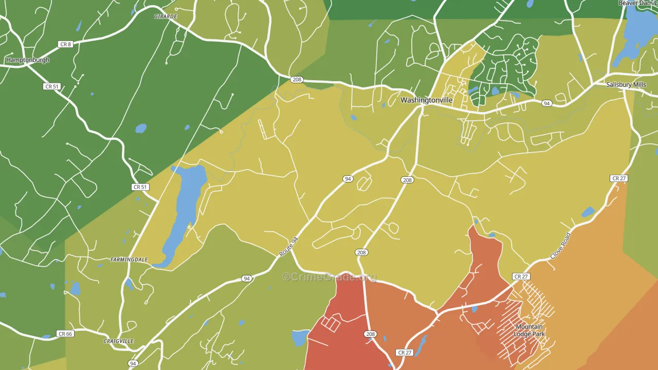 Blooming Grove, NY Map of Murder Rates