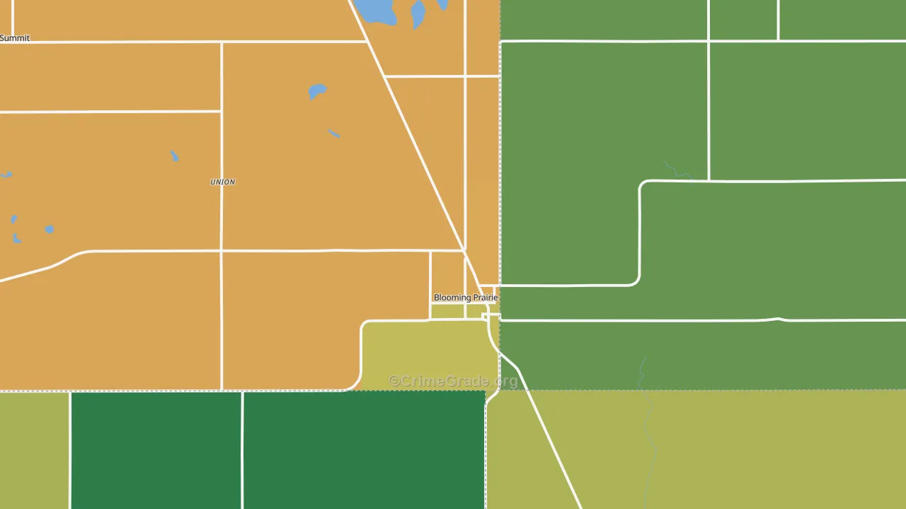 Blooming Prairie, MN Map of Murder Rates