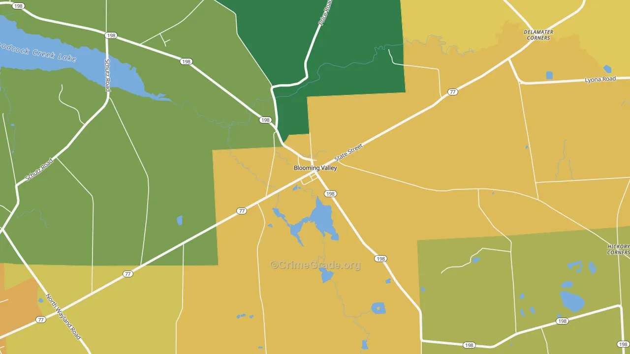 Blooming Valley, PA Map of Murder Rates