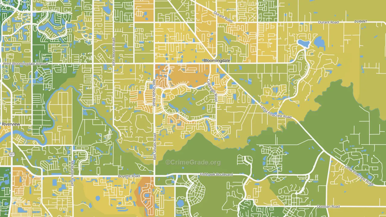 Bloomingdale, FL Map of Murder Rates