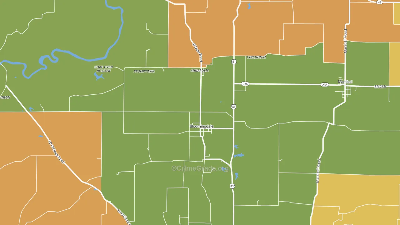 Bloomingdale, IN Map of Murder Rates