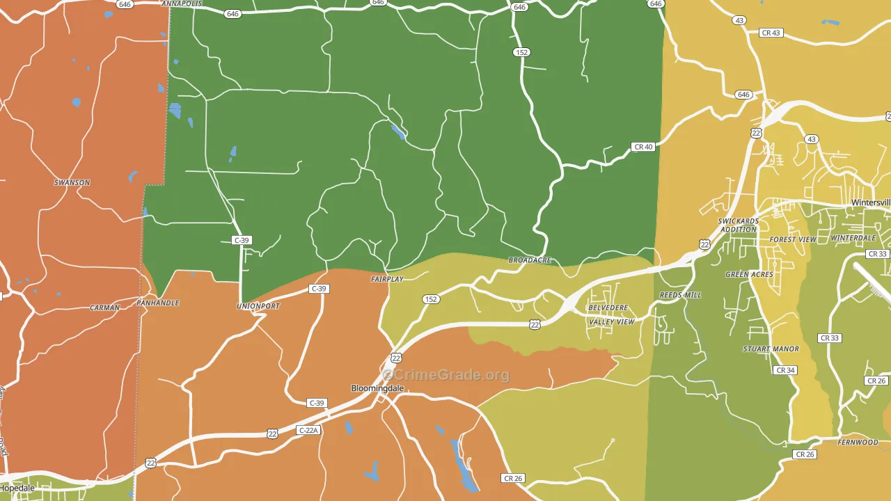 Bloomingdale, OH Map of Murder Rates