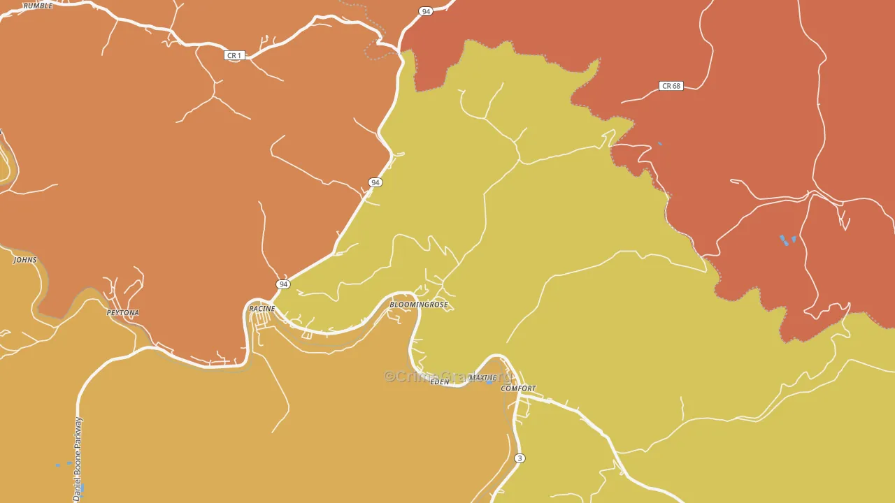 Bloomingrose, WV Map of Murder Rates