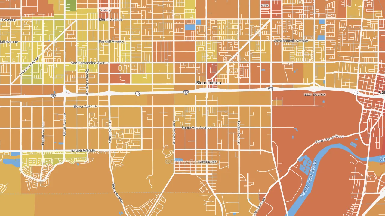 Bloomington, CA Map of Murder Rates