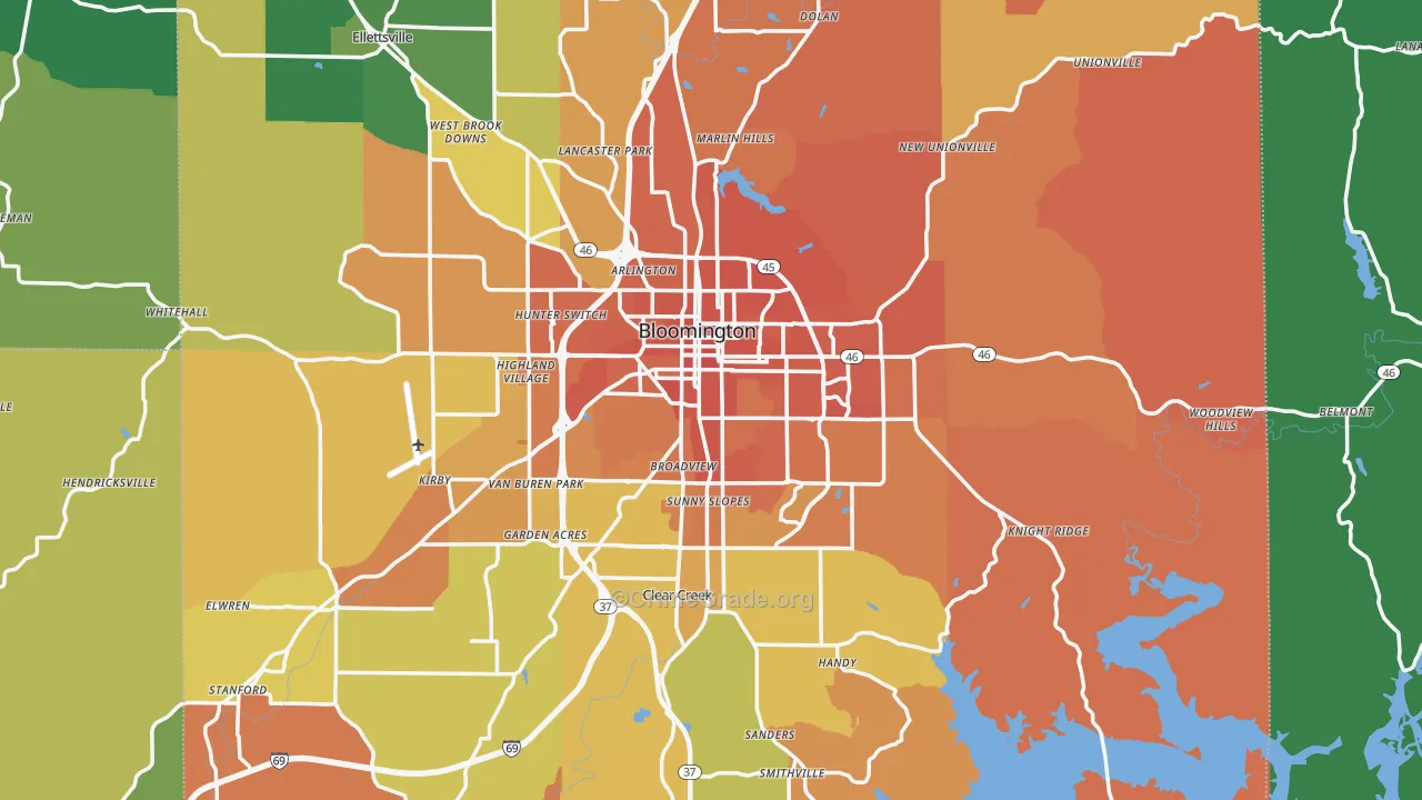 Bloomington, IN Map of Murder Rates