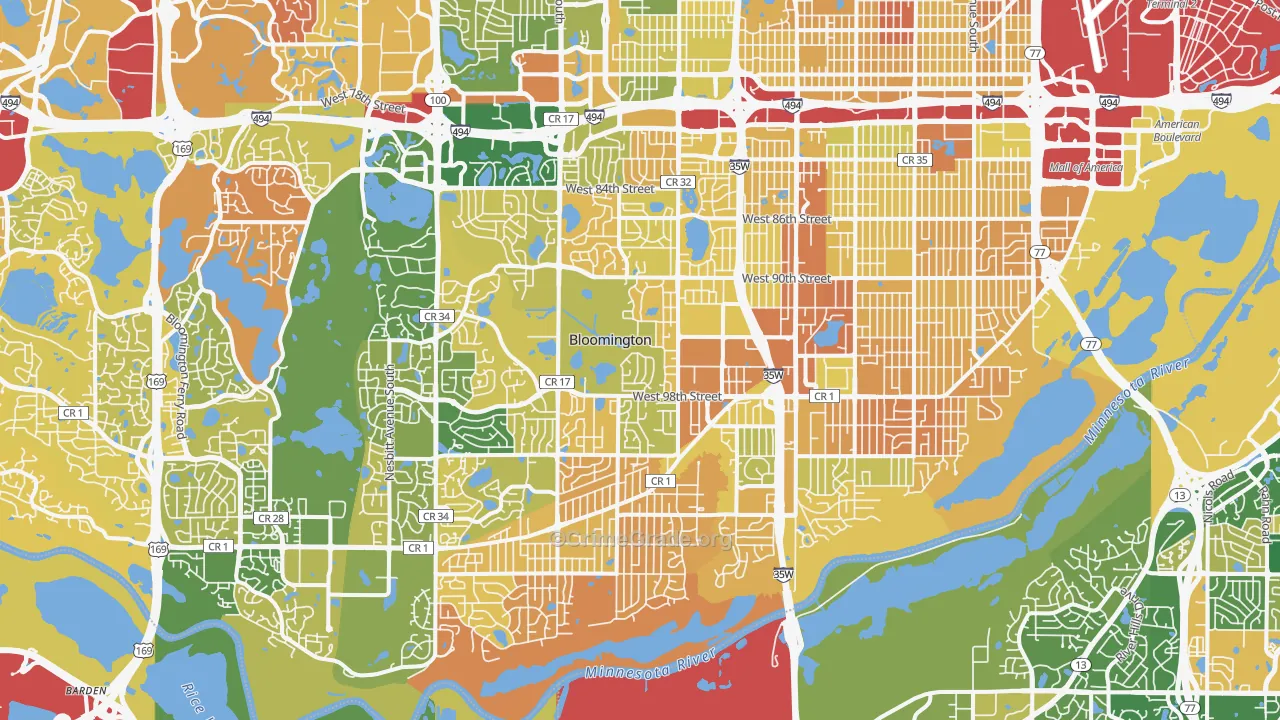 Bloomington, MN Map of Murder Rates