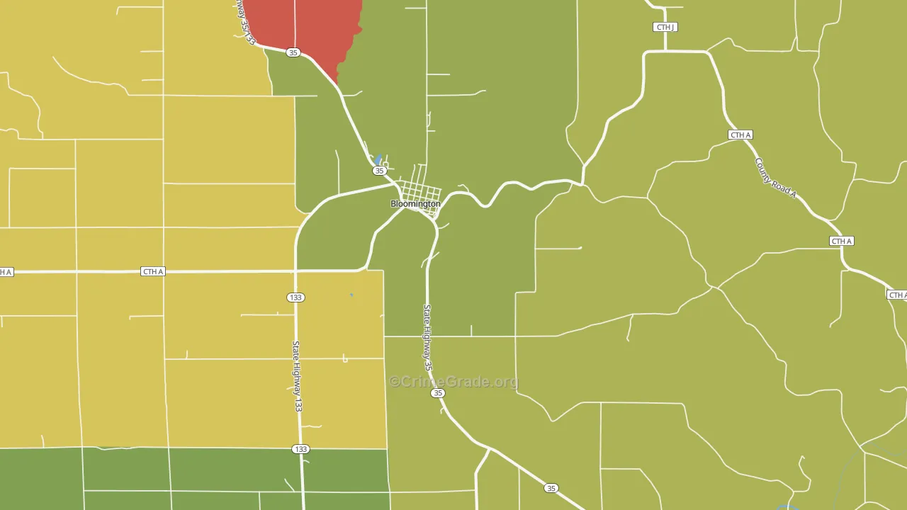 Bloomington, WI Map of Murder Rates
