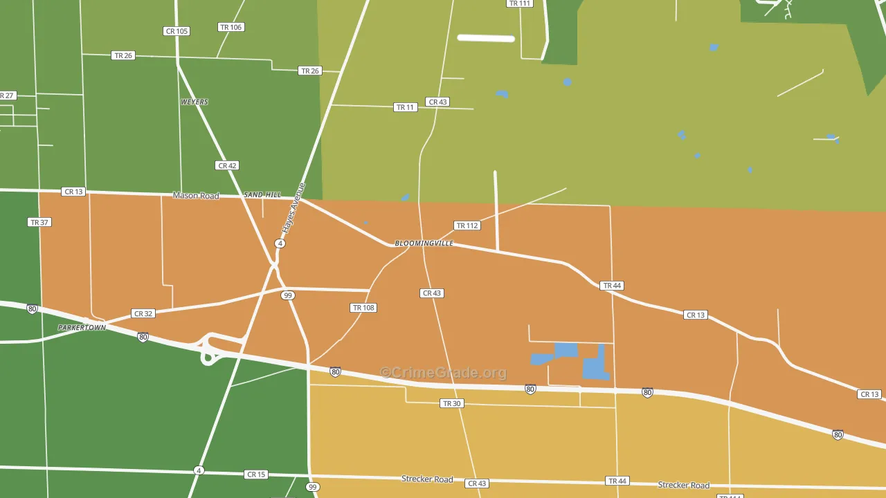 Bloomingville, OH Map of Murder Rates