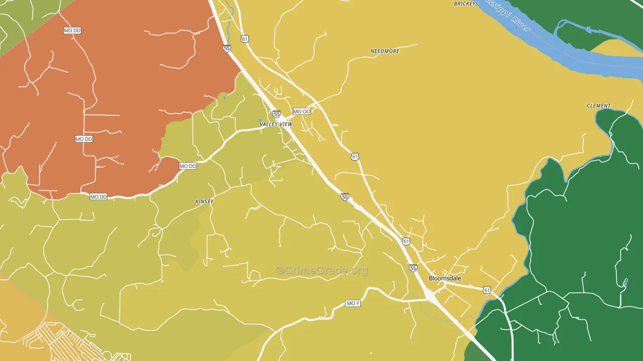 Bloomsdale, MO Map of Murder Rates