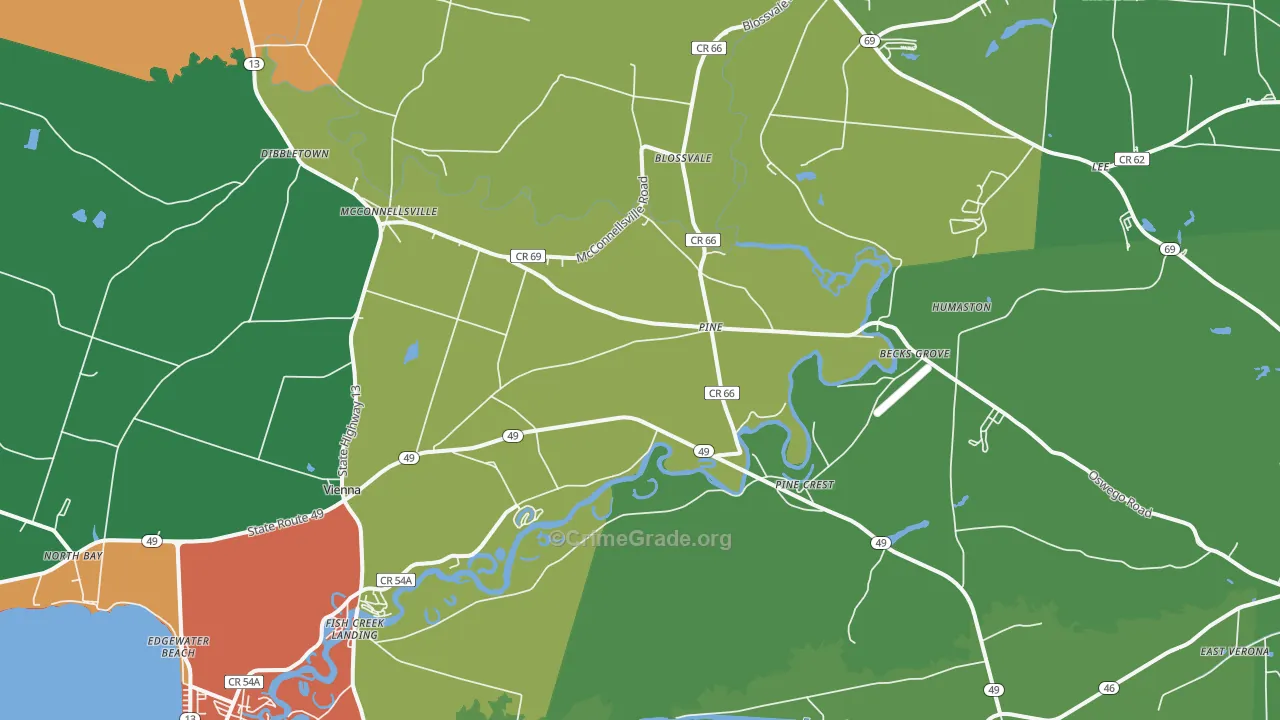 Blossvale, NY Map of Murder Rates
