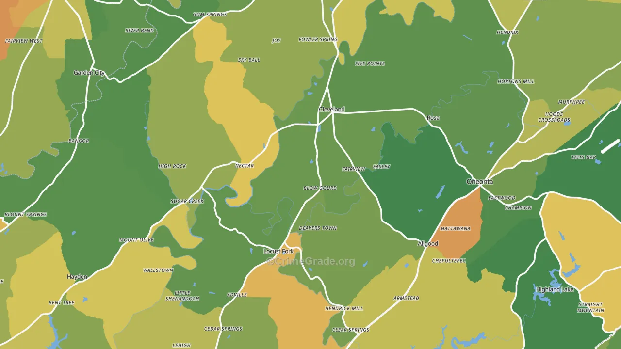 Blount County, AL Map of Murder Rates