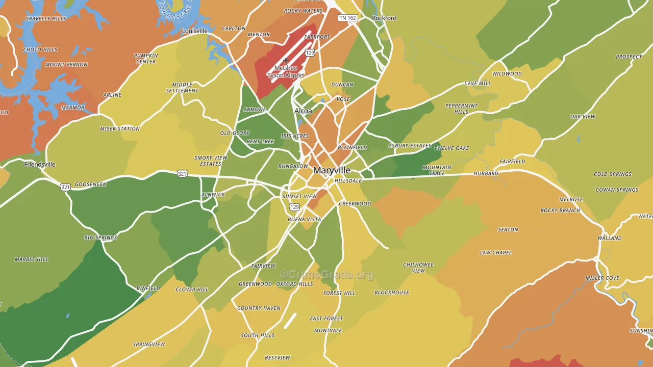 Blount County, TN Map of Murder Rates
