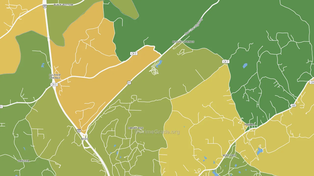 Blount Springs, AL Map of Murder Rates