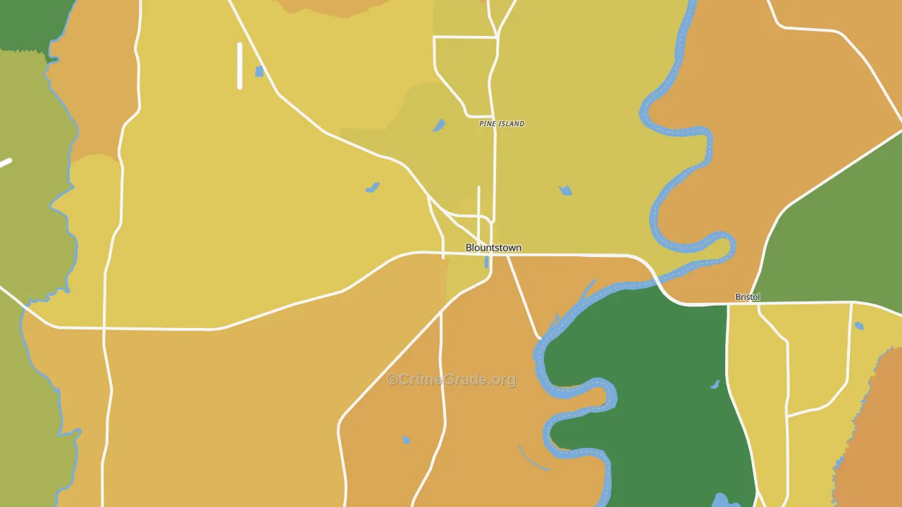 Blountstown, FL Map of Murder Rates