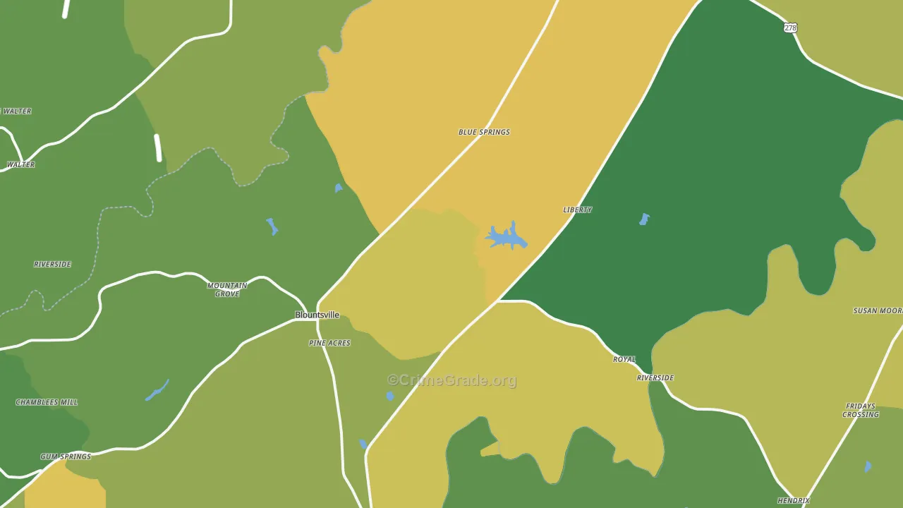 Blountsville, AL Map of Murder Rates