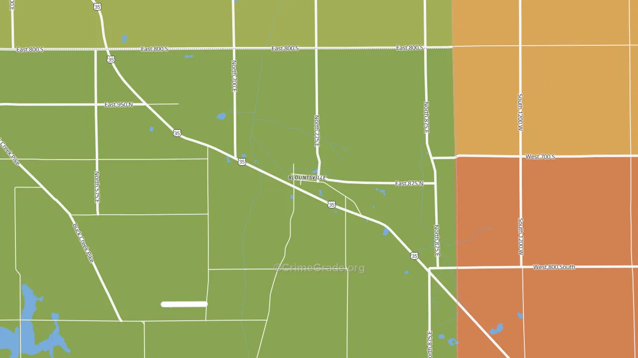 Blountsville, IN Map of Murder Rates