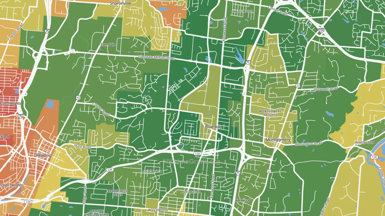 Blue Ash, OH Map of Murder Rates