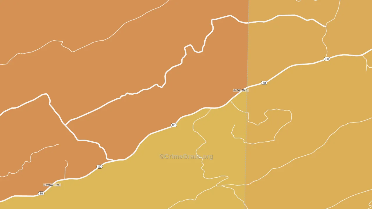 Blue Ball, AR Map of Murder Rates