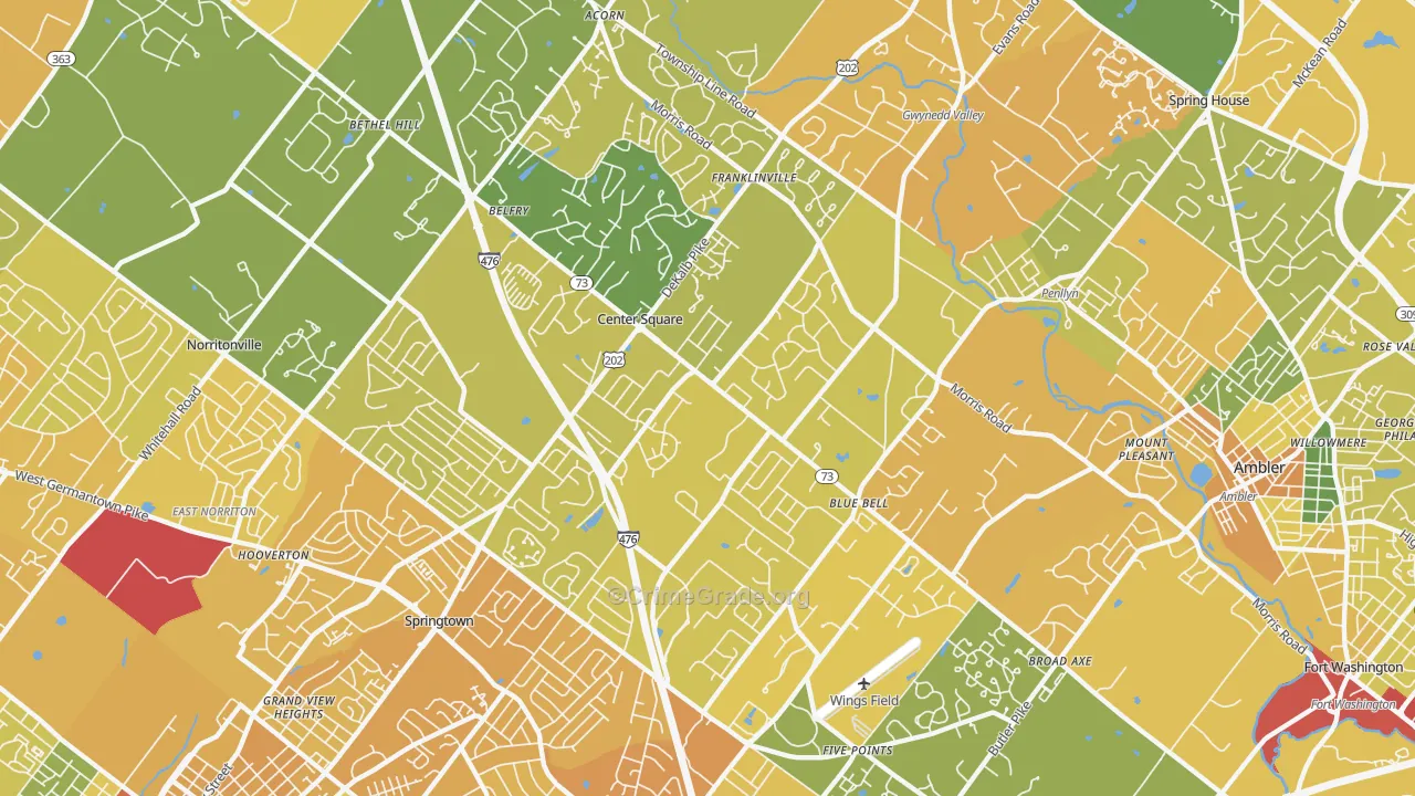 Blue Bell, PA Map of Murder Rates