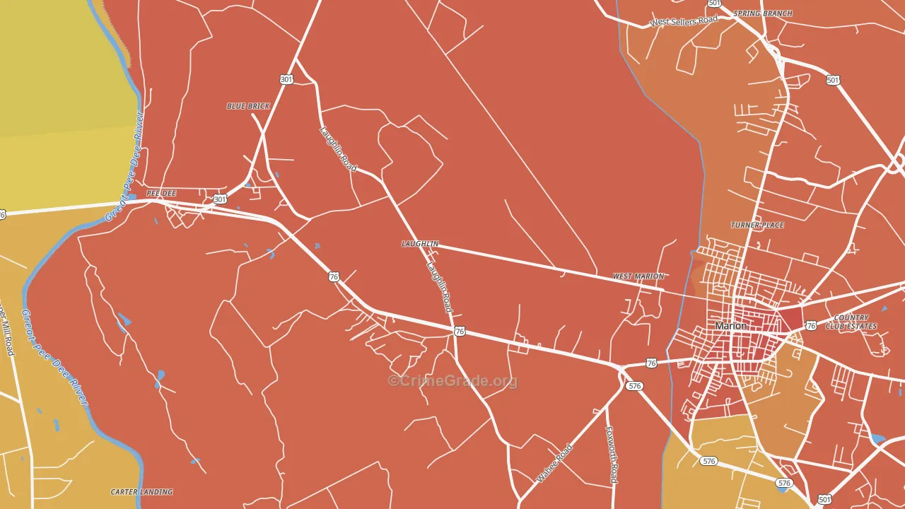 Blue Brick, SC Map of Murder Rates