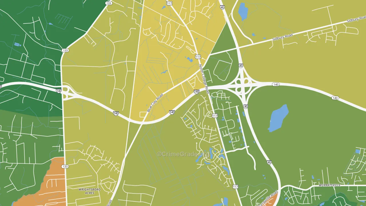Blue Clay Farms, NC Map of Murder Rates