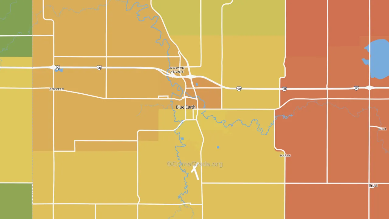 Blue Earth, MN Map of Murder Rates